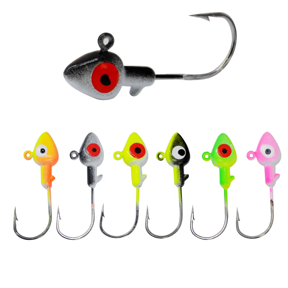 Anzuelo con cabeza de anzuelo de pesca, anzuelos de cebo blando con forma triangular con púa, anzuelos de gusano de 3,5g, lote de 6 piezas en oferta