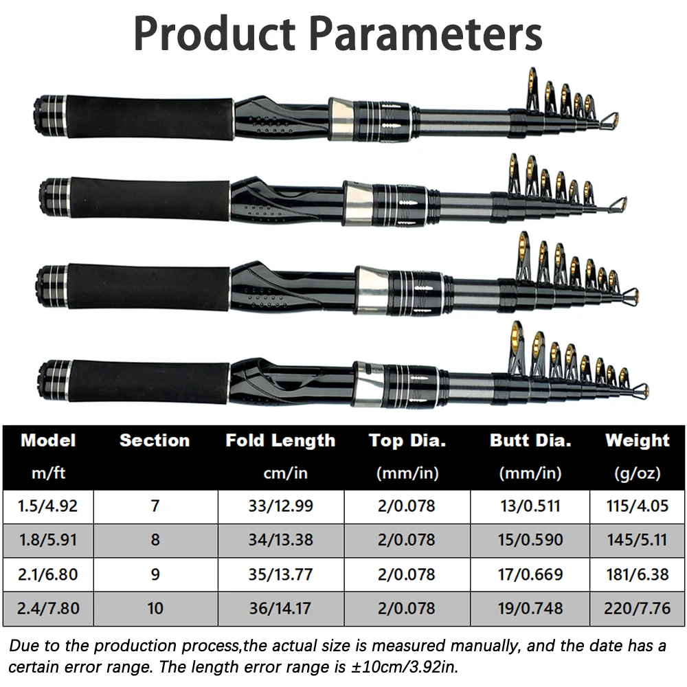 Nuevo diseño Mini caña de pescar de mar 1,5/1,8/2,1/2,4 m caña de pescar giratoria portátil caña de pescar de viaje con mango de Eva aparejos de pesca - imagen 3