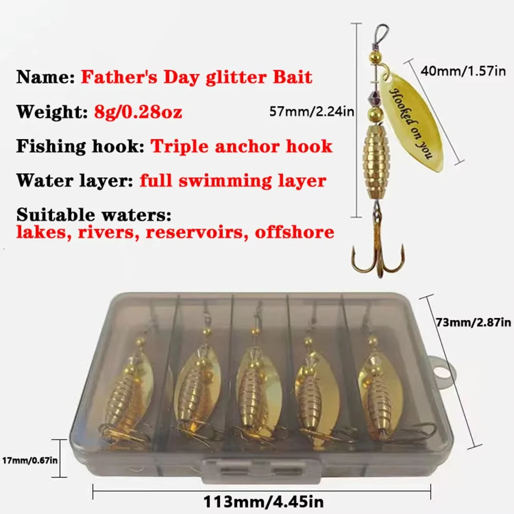 10 regalos de Navidad/juego de cucharas de metal de tres anzuelos plateadas y doradas, cebo duro tentador con caja de equipo de pesca, cebo de pesca - imagen 4