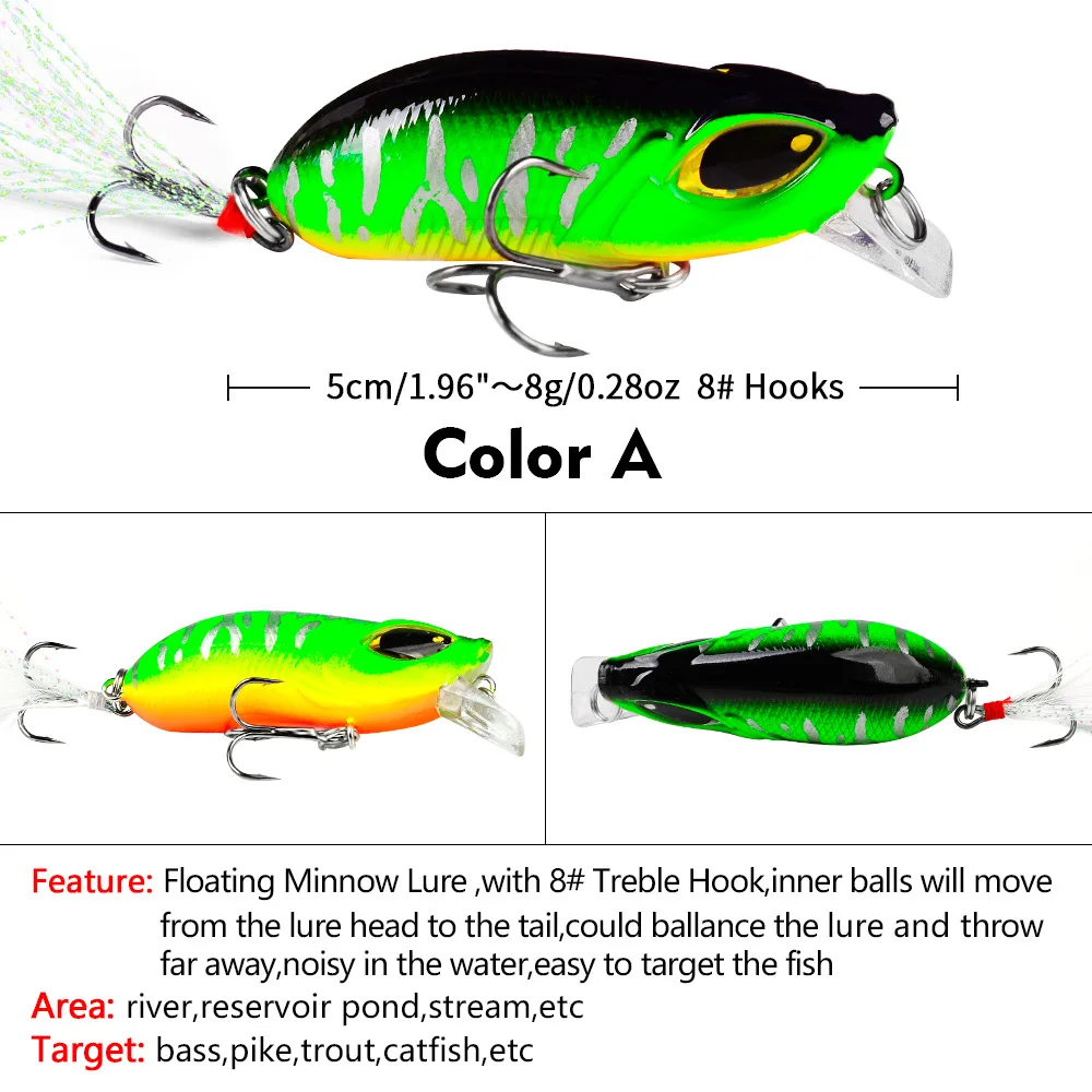 Señuelo de Pesca de plástico, cebo duro Artificial con ojos 3D, Wobbler para Lucio, Crankbaits, Pesca de curricán de mar, 5cm, 8g, 1 pieza - imagen 4