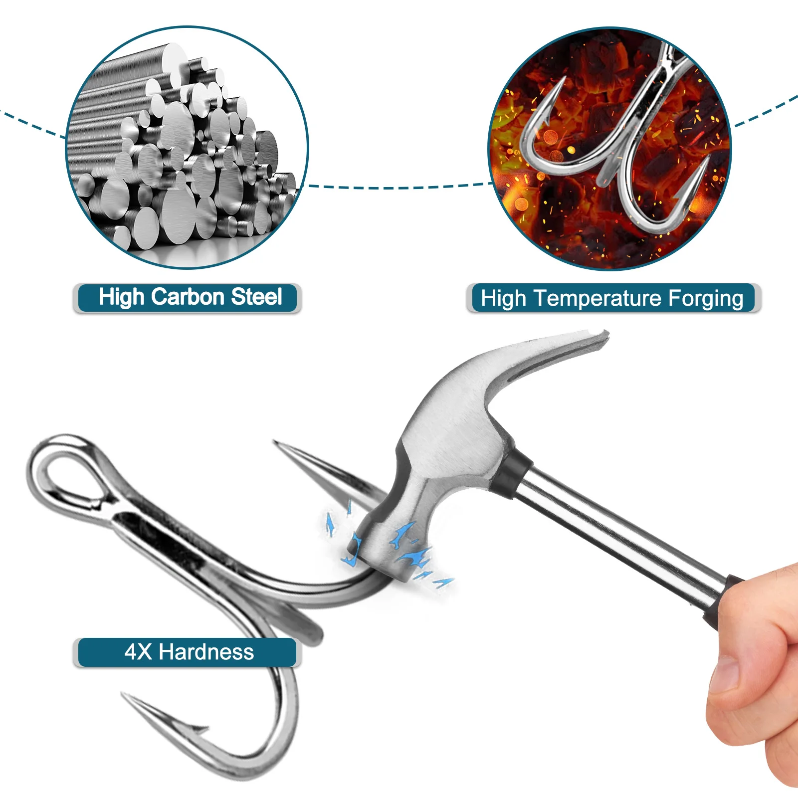 4X anzuelos triples de pesca, 10 Uds., anzuelos triples fuertes y redondos, Crankbaits Spinners, anzuelos de pesca de repuesto, pesca en agua dulce - imagen 4