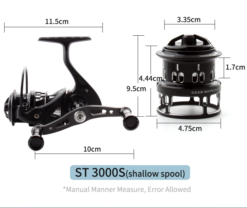 Experimenta la precisión y el rendimiento con el carrete de pesca ST 3000S (carrete poco profundo)