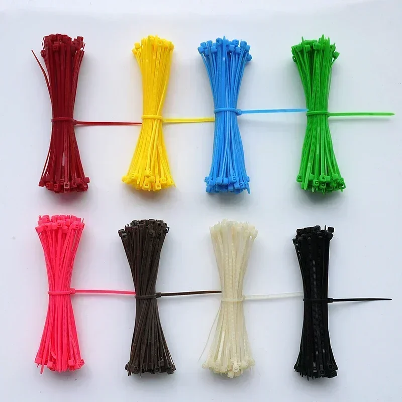 Bridas para cables autoblocantes de nailon, 100/150/200mm, plástico multicolor, correas para envolver cables con cremallera, organizador de sujeción de cables DIY - imagen 5