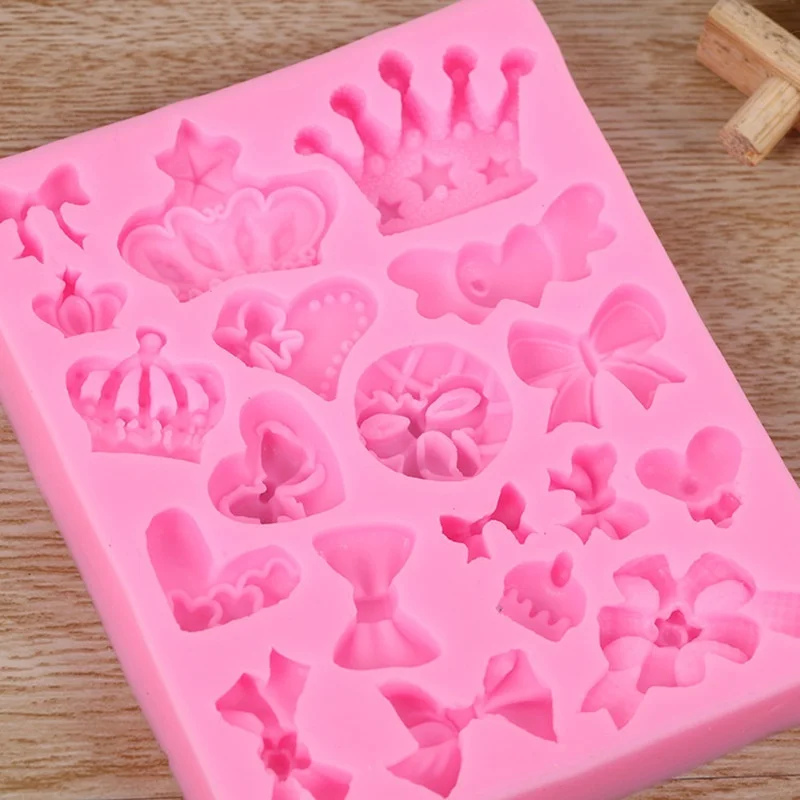 Molde de silicona para pastel de Fondant 3D con forma de lazo de corona para moldes de arcilla polimérica, herramientas para hacer dulces, pastelería de Chocolate y cocina - imagen 4
