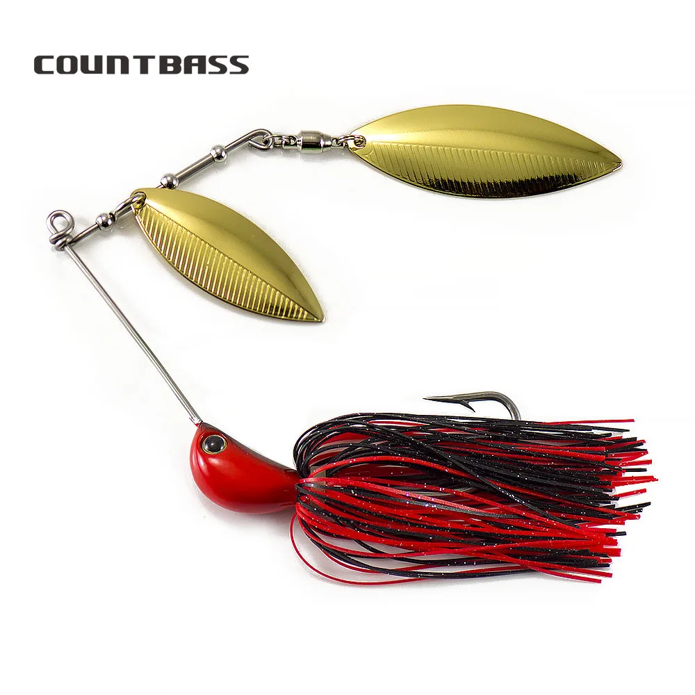 COUNTBASS-Señuelos giratorios resistentes de 3/4oz con anzuelo 6/0, cebos de alambre con faldas de silicona, Señuelos de pesca de lubina