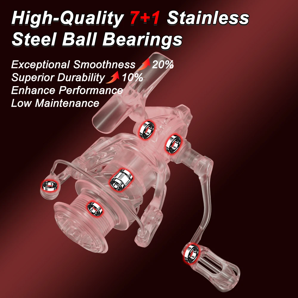 Carrete de pesca Mifine Marshall Pro, carretes giratorios ligeros 5,2: 1 BB 7 + 1 arrastre máximo 5,5 kg para pesca de trucha, agua salada y dulce - imagen 5