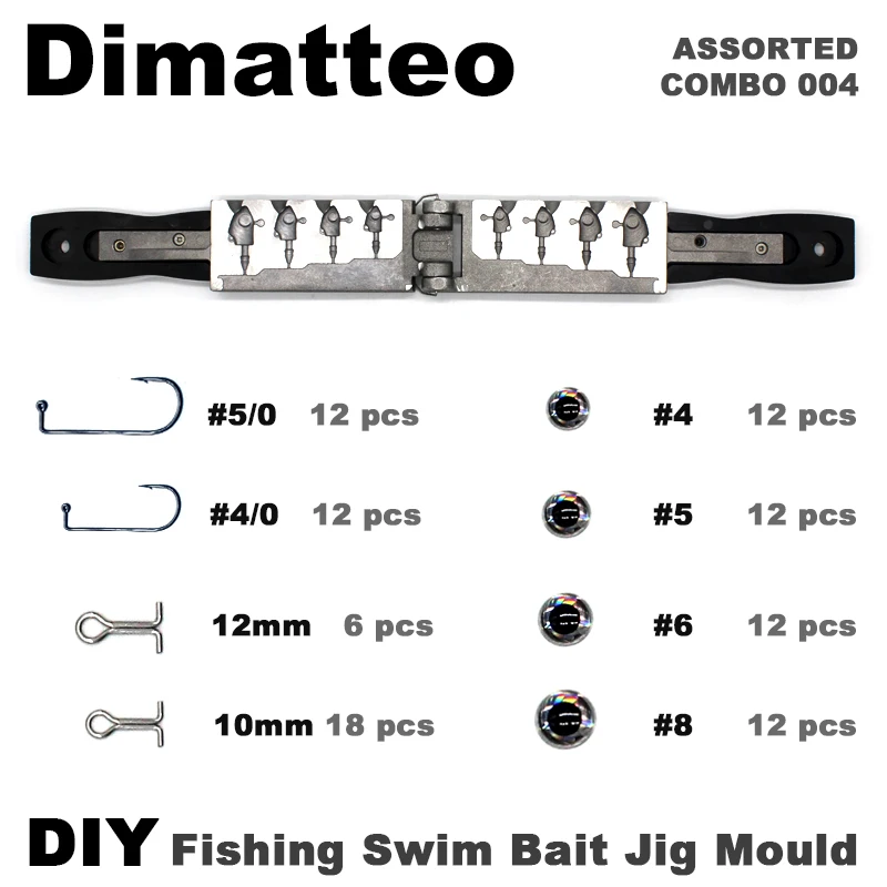 Molde jig head Dimatteo – 4 cavidades para swim bait de vinilo - imagen 2