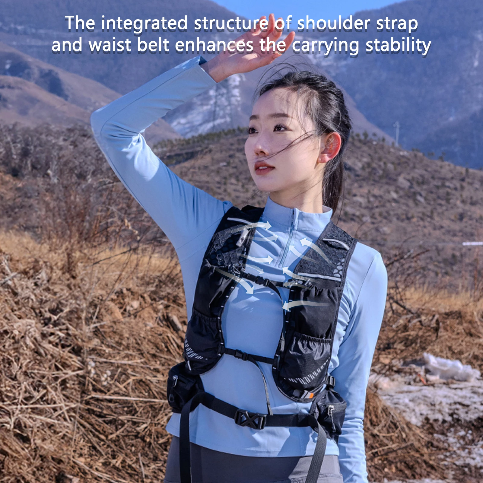 Mochila hidratación transpirable para pesca con bolsillos reflectantes - imagen 3