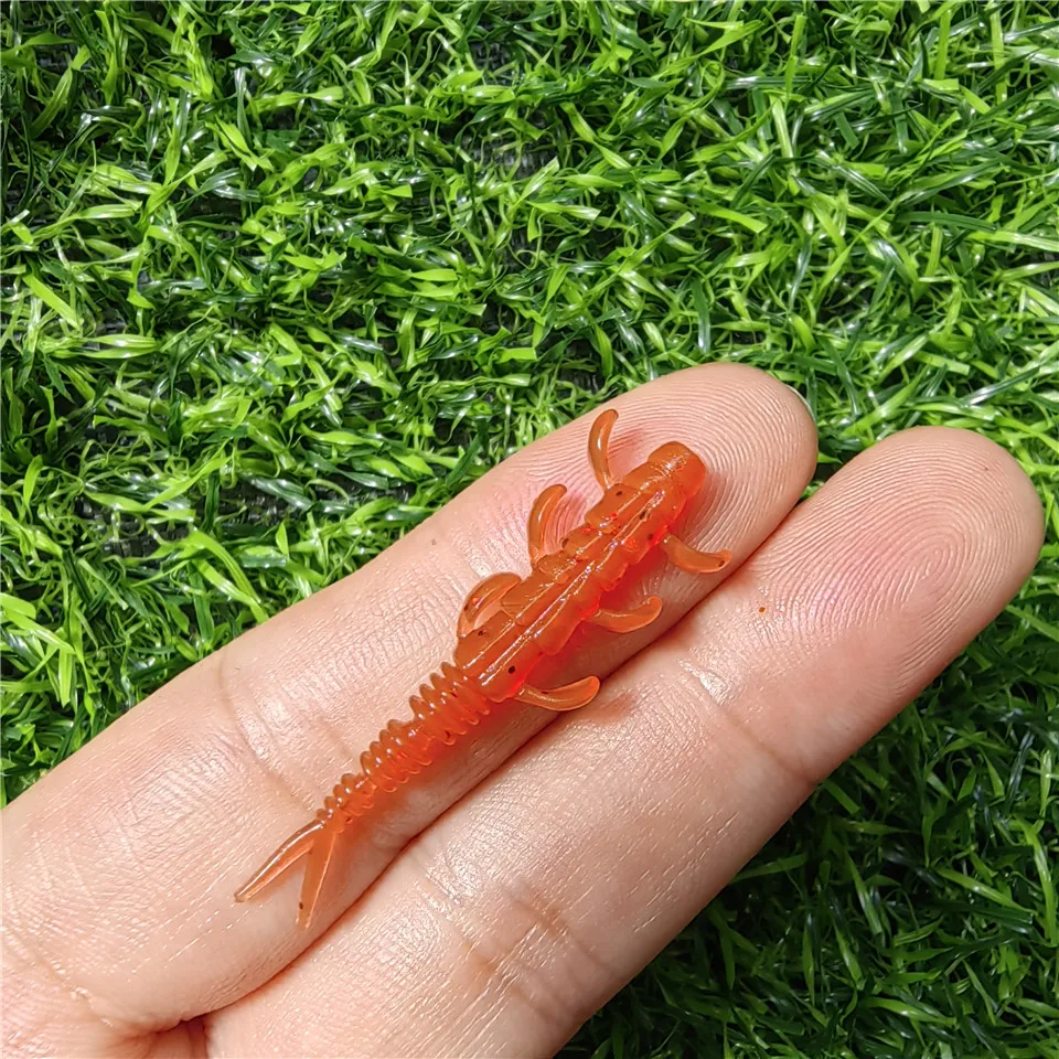 SWOLFY-Mini Señuelos de Pesca de gusano blando, cebos artificiales de silicona de 0,35g/40mm, 10 piezas, TPE, aparejos de Pesca de carpa - imagen 5