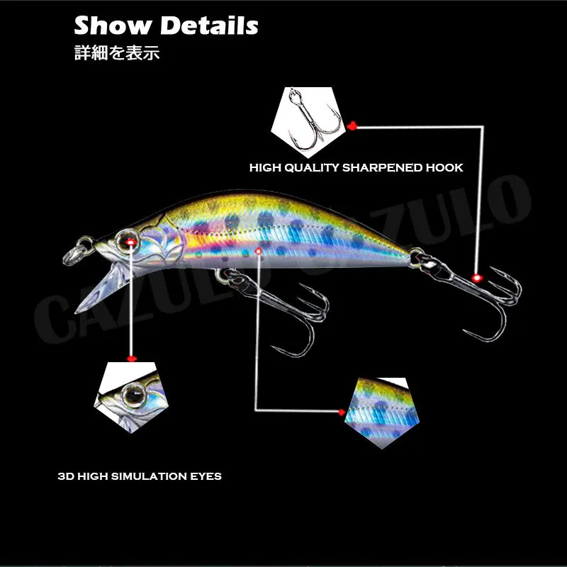 Accesorios de pesca de largo alcance, señuelo pequeño Minnow 50mm 4,5g Mino Wobblers hundimiento Peche lubina Isca equipo de pesca Artificial - imagen 3