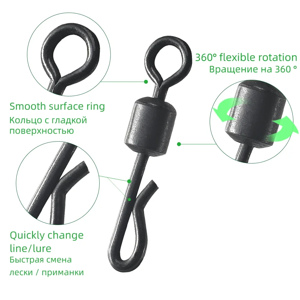 DNDYUJU-rodamiento en forma de Q de cuerpo largo grande, Conector de pesca giratorio y a presión, accesorios de aparejos de pesca, 50-100X - imagen 4