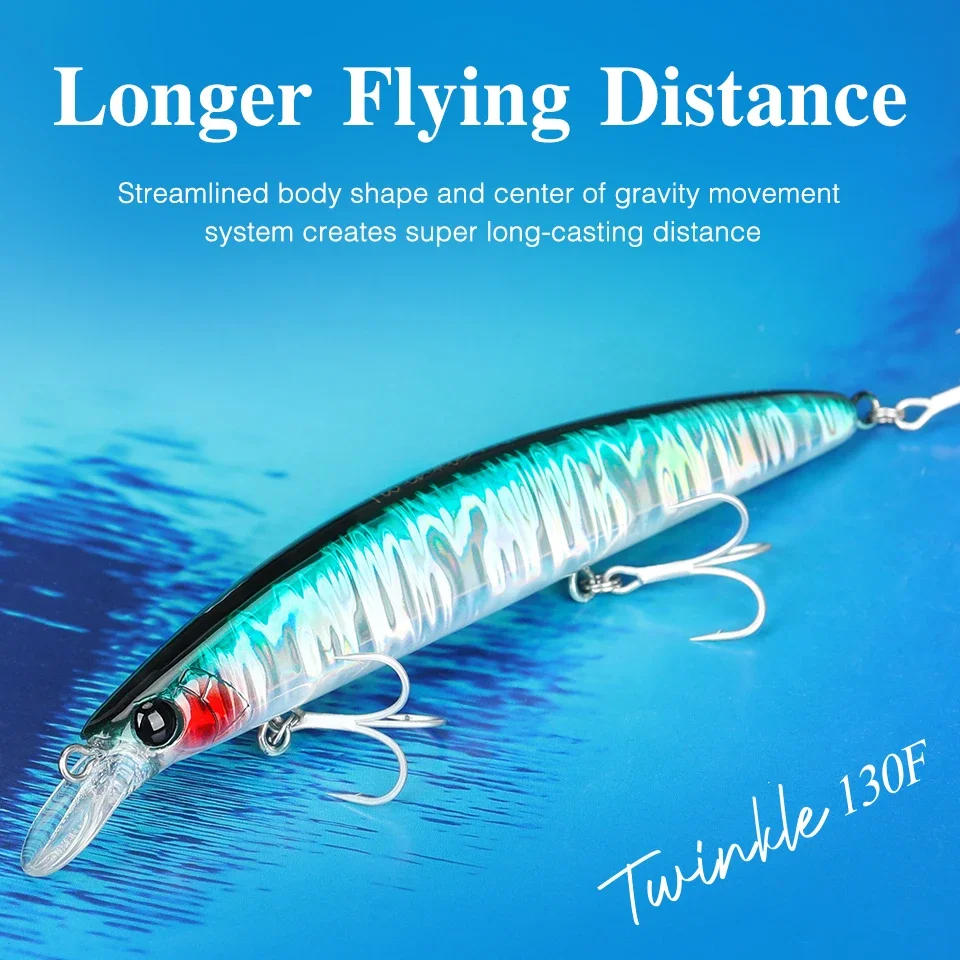 TSURINOYA-SEÑUELOS DE PESCA DE 130mm, 23g, TWINKLE 130F Minnow, Kit profesional Crankbait, 5 piezas, cebo de pesca para principiantes, adecuado para agregar caja de señuelos - imagen 4