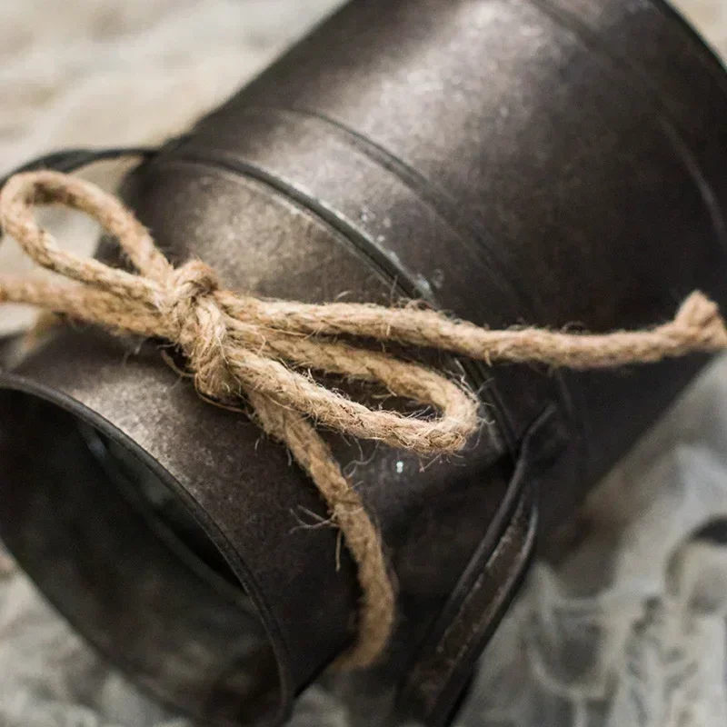 Florero Retro de arte del hierro, cubo de flores, muebles de hojalata antiguos Vintage, accesorios, jarra de leche para jardín, maceta individual, adorno de decoración - imagen 5