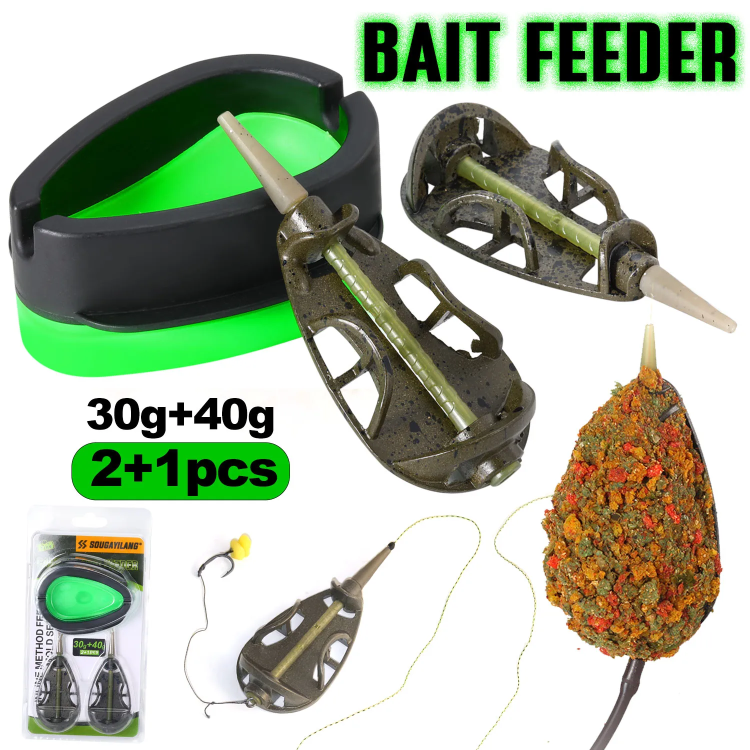 Kit alimentador Method Feeder Sougayilang – Lanzador de cebo para carpa