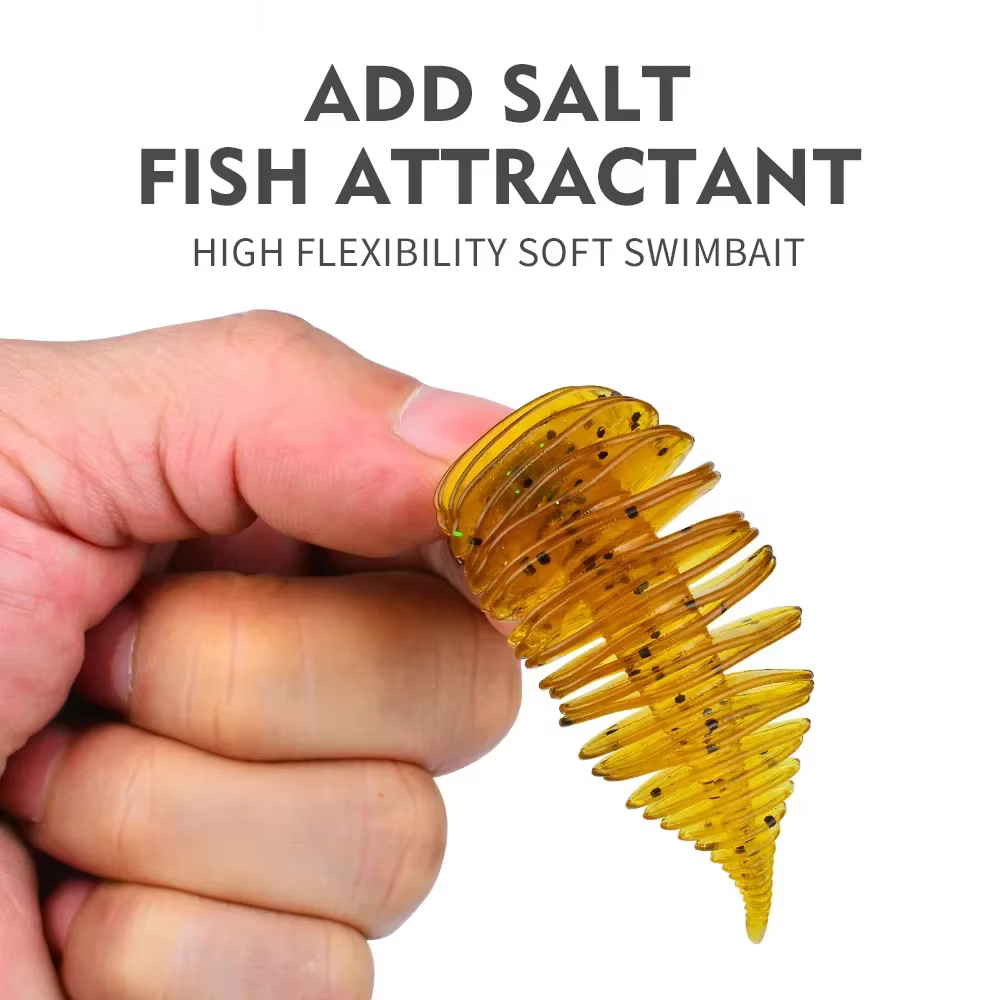 Señuelo de pesca flotante, 5 uds., fuelle, enmalle, gusano, 7,5 cm/6g, Larva, SwimBait suave para pesca de carpa, lubina - imagen 5