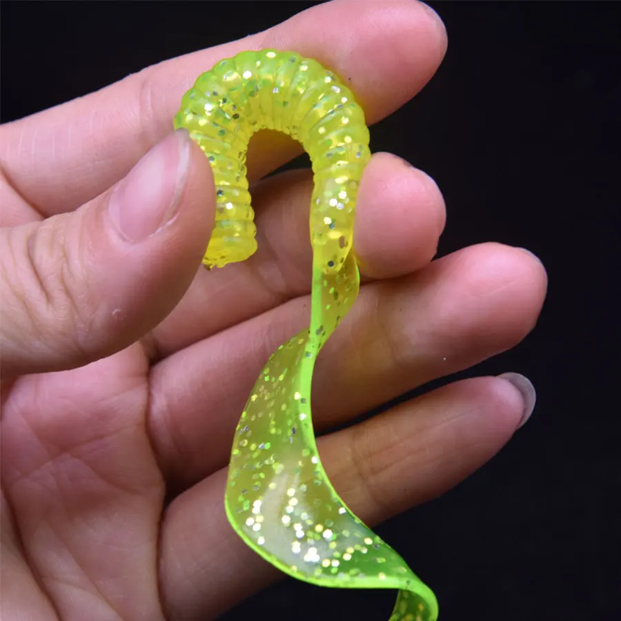 JYJ 8cm 3,7g silicona suave gusano gusano cebos de pesca con cola circular wobbler pesca isca - imagen 5