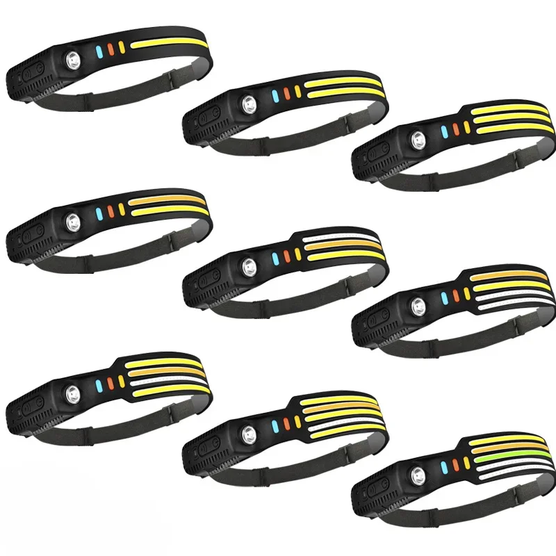 Nuevo faro con Sensor COB, linterna LED para cabeza, linterna frontal recargable por USB, 5 modos de iluminación, luz frontal con batería integrada - imagen 2