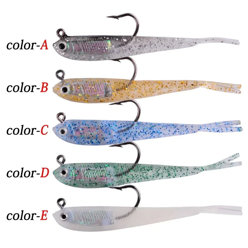 5 unids/lote de señuelo negro de silicona suave, pesca de peces de mar, aparejos de pesca de agua salada, accesorios, herramienta, cebo de pescado con anzuelos - imagen 4