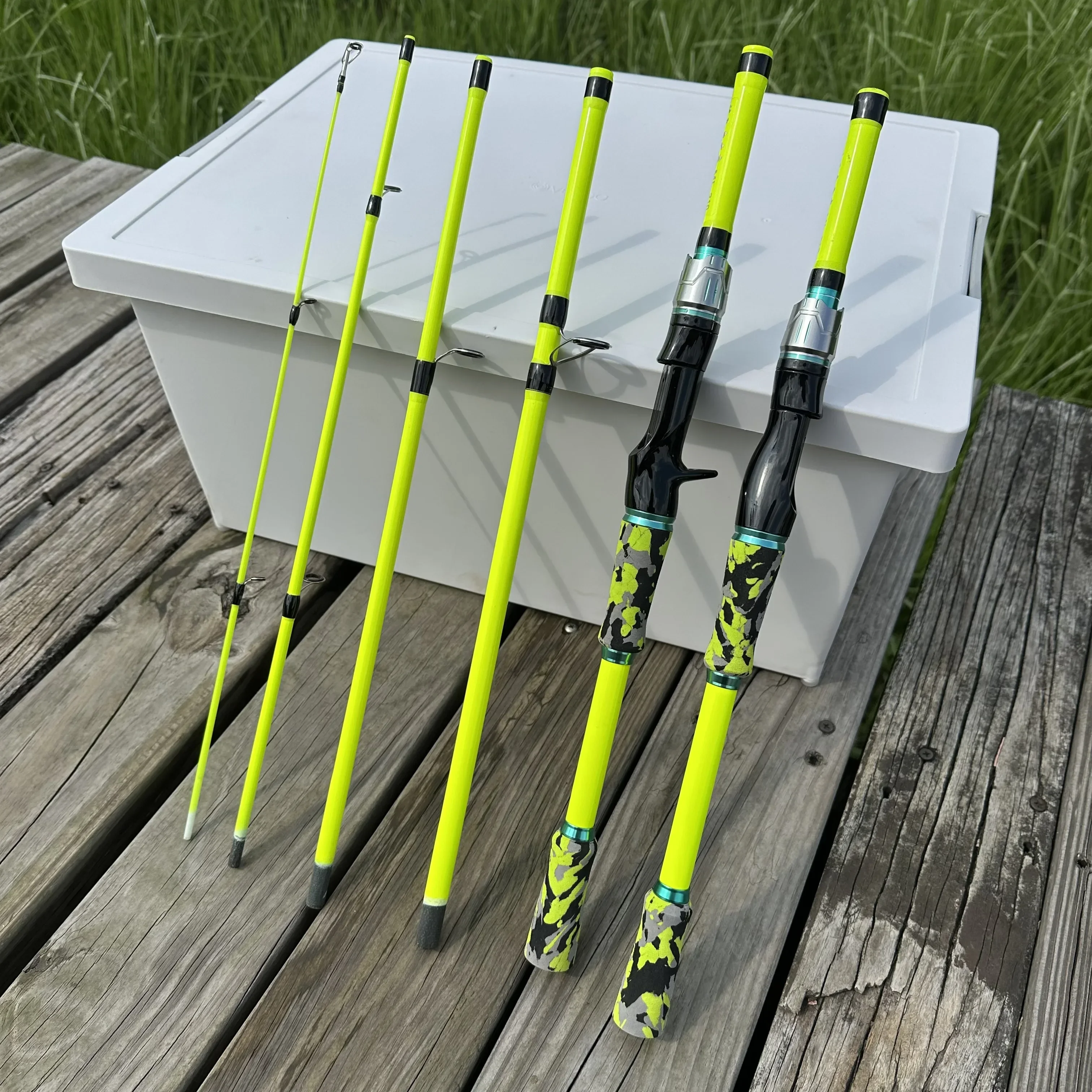 Caña de pescar con señuelo giratorio de fundición de 1,8/2,1 m, caña de pescar ultraligera de carbono para viaje, 4/5 secciones con mango de EVA para todas las aguas - imagen 5