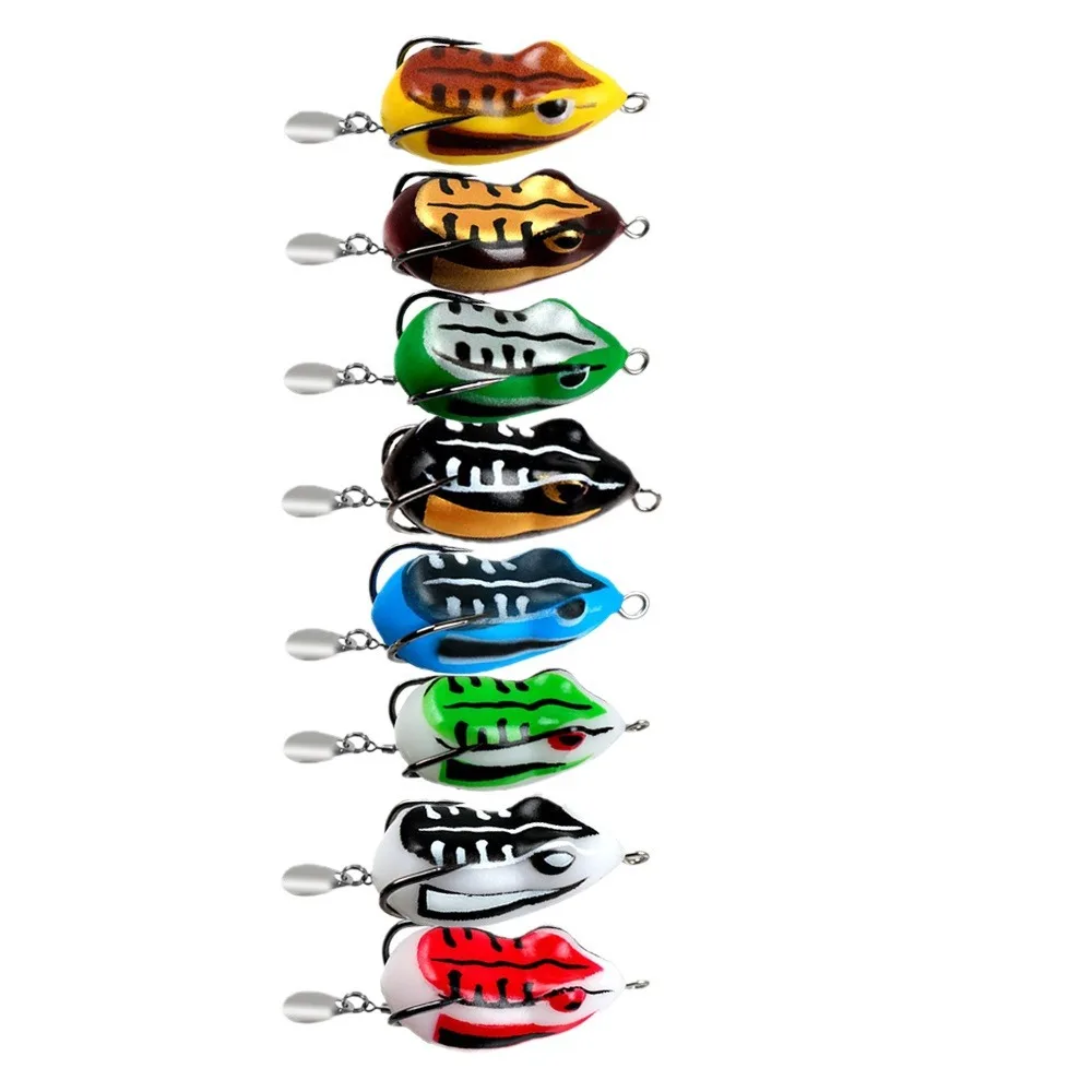 Señuelo de pesca de rana suave de 4cm/5,5g, Mini señuelo de pesca de rana suave, anzuelos dobles, cebo Artificial de rana de Rayo de agua superior - imagen 5