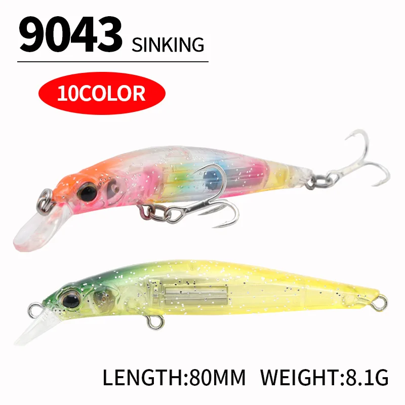 Shynapack 80S hundimiento Minnow señuelo de pesca de agua salada 80mm 9g trucha grande Lucio lubina río lago cebos duros Jerkbait - imagen 2
