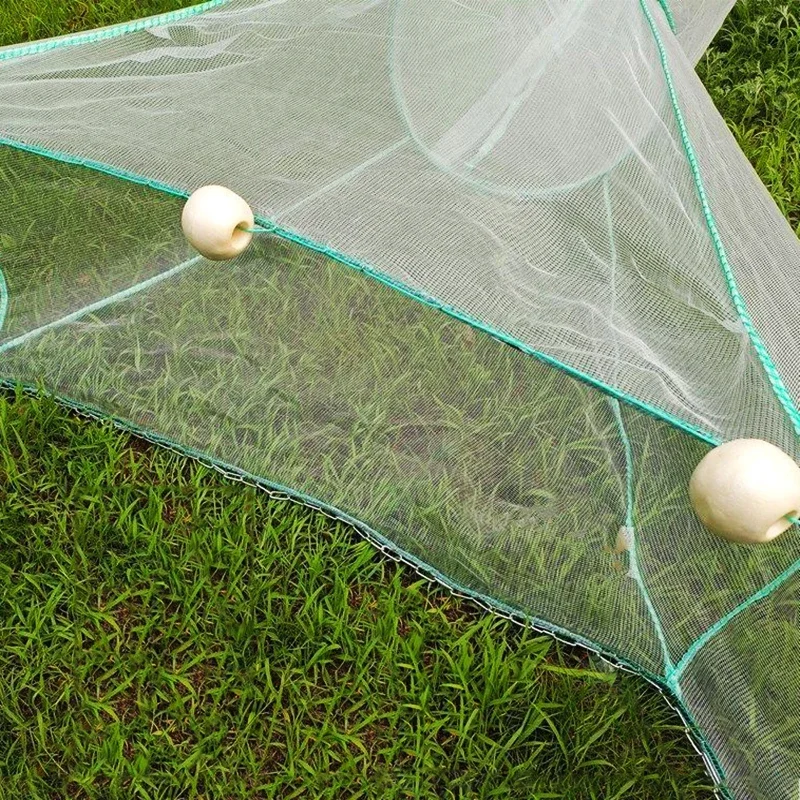 Lawaia red de pesca de nailon blanco, jaula de Camarón, cadena de hierro, plomo, flotadores de PVC, estanque de Río, trampa de cangrejo de pescado, 4M/6M/8M de ancho - imagen 4