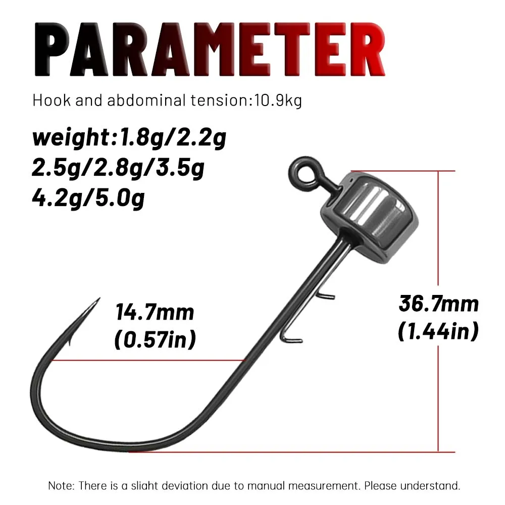 ZUKIBO, 5 uds., Kits de anzuelos de plantilla Ned de soldadura de acero de tungsteno, cabezales de plantilla de alta calidad para señuelo de pesca de cola en T de gusano suave, anzuelos de pesca - imagen 2