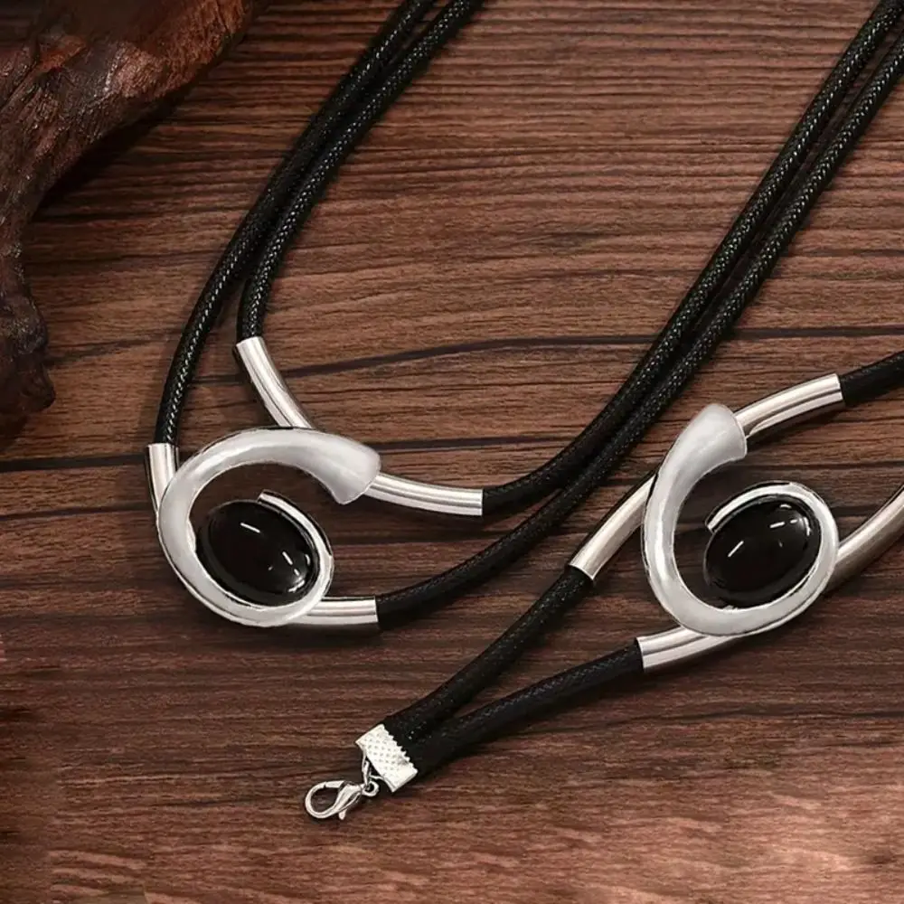 Conjunto de 2 uds. De collar y pulsera de piedra de hierro para mujer, accesorios de fiesta con dijes Vintage, joyería bohemia - imagen 2