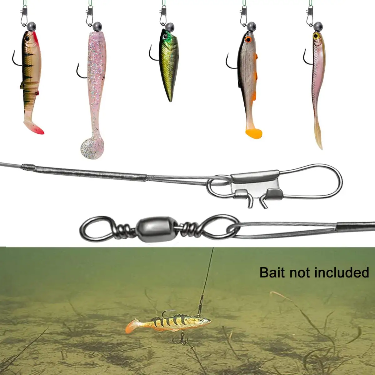 Goture-sedal giratorio para pesca, de 15-30cm con hilo de pescar gancho de pesca, cadena giratoria de plomo de acero, 60/72 piezas - imagen 2