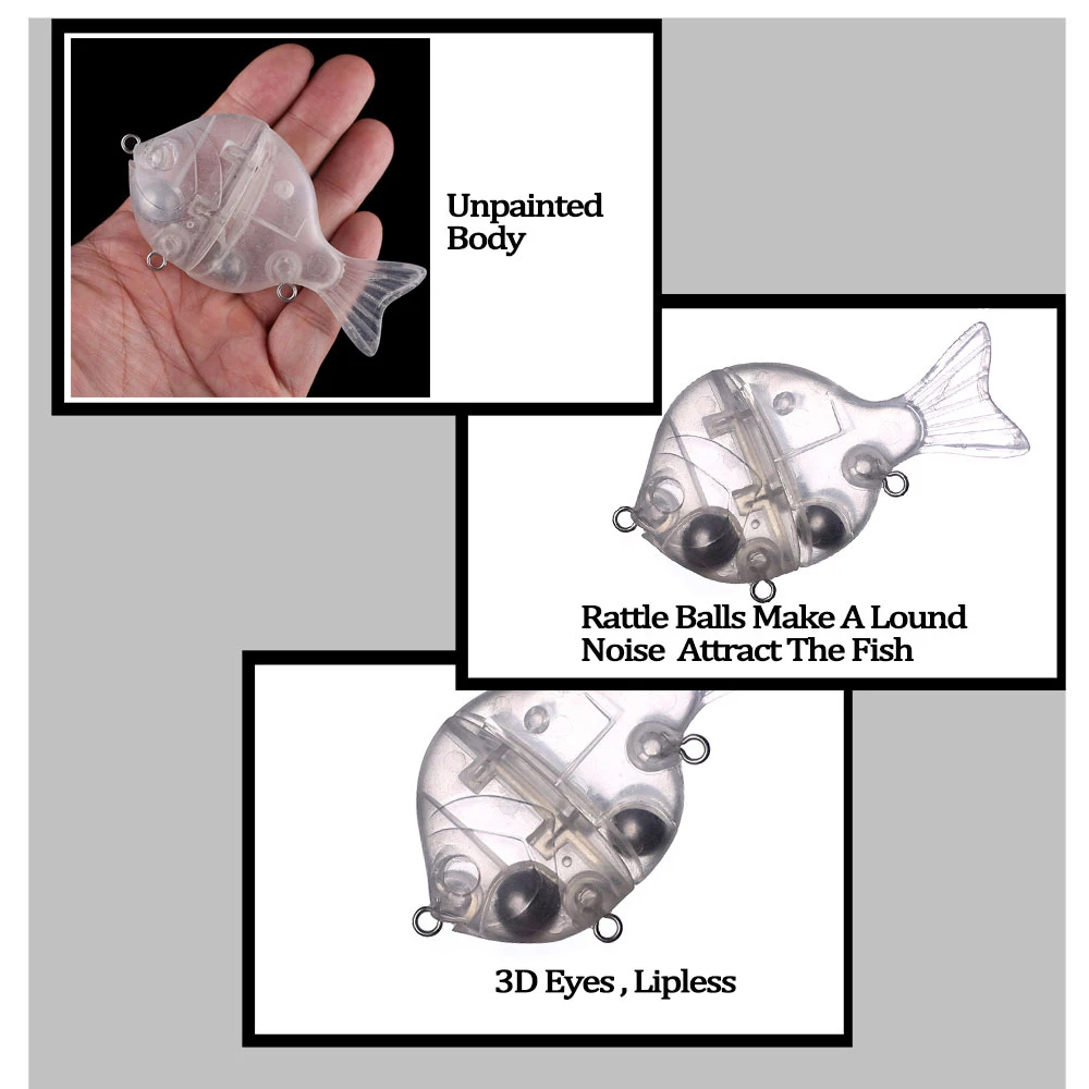 Chan'sHuang-señuelo de pesca Artificial, 5 piezas, sin pintar, en blanco, 9cm, 33g, sonajero de hundimiento, Bluegill Swimbait, 2 segmentos Glide - imagen 4