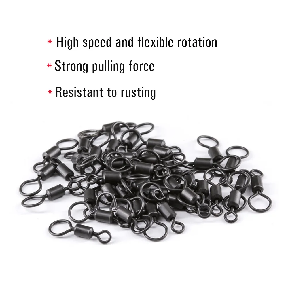 ICERIO-accesorios de pesca de carpa, aparejo de conector de anillo giratorio, anzuelo giratorio de ojo grande, color negro mate, 100 unidades, venta al por mayor - imagen 2