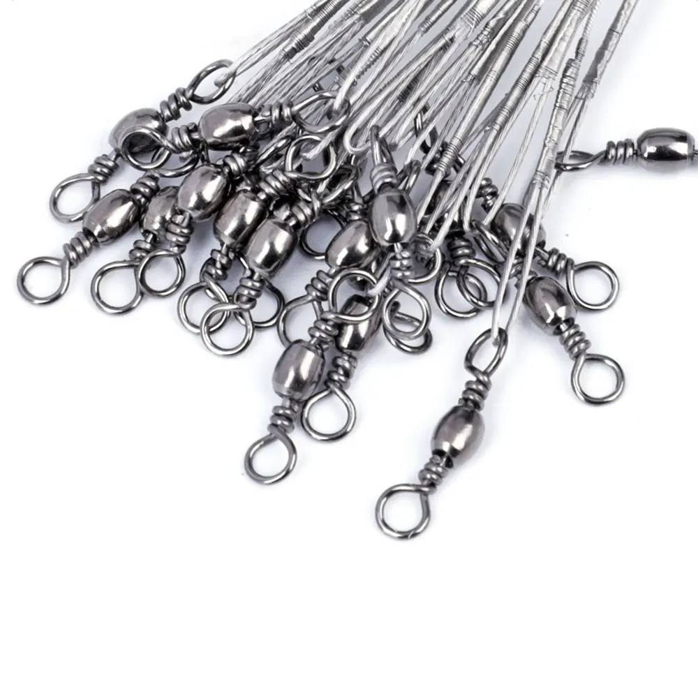 Sedal de pesca de alambre de acero antimordedura, 10 piezas, 20CM, correas de guía para pesca con señuelo de doble gancho, accesorios de pesca - imagen 3