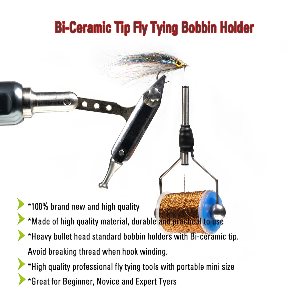Wifreo soportes de bobina de atado de moscas con punta bicerámica, soporte de cabeza de bala estándar profesional, Material de herramientas de atado de moscas - imagen 4