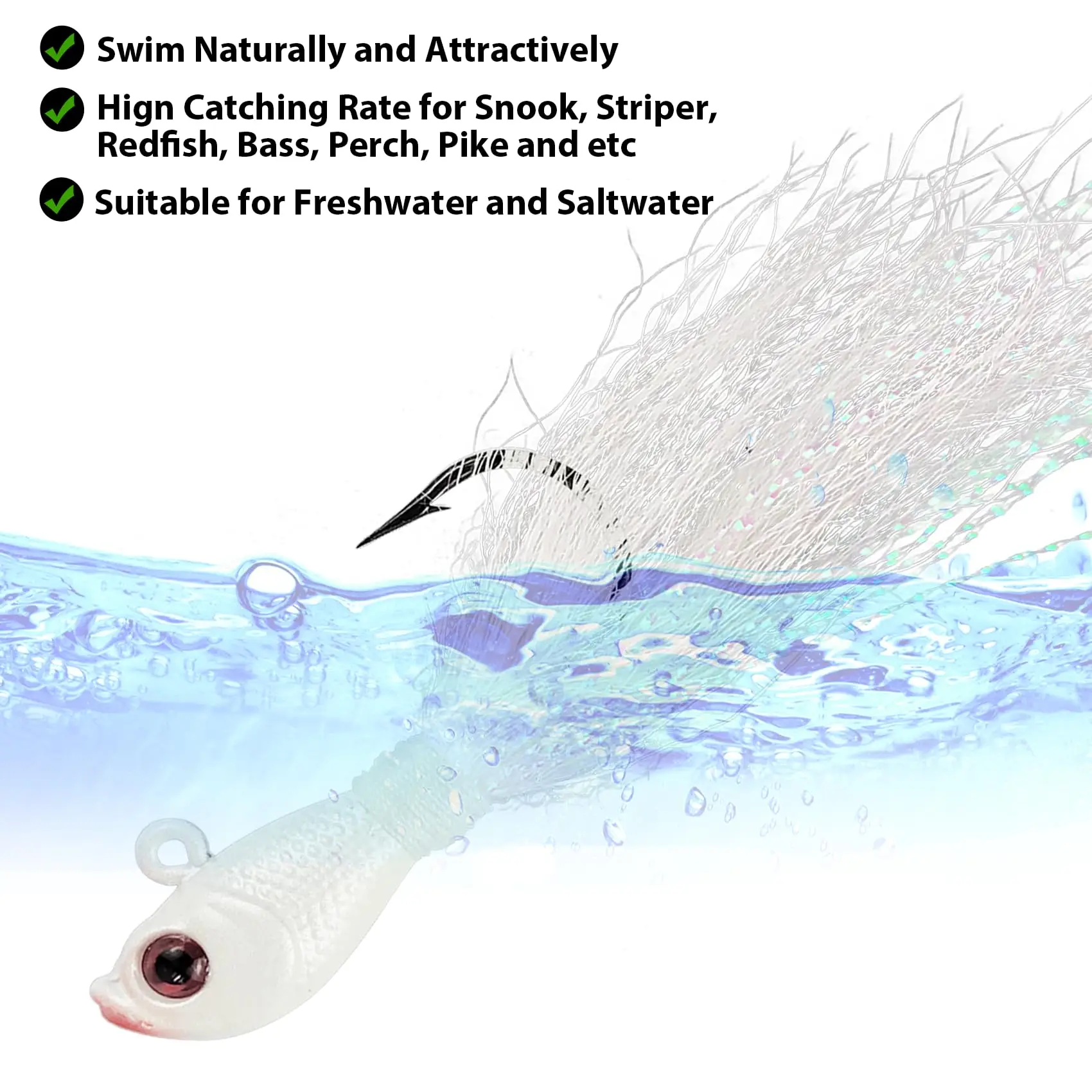 Plantilla Eupheng Bucktail que brilla en la oscuridad, plantilla de pesca con cola de Bucktail UV, plantillas para el pelo para trucha, lubina, accesorios de pesca de agua dulce y salada - imagen 5