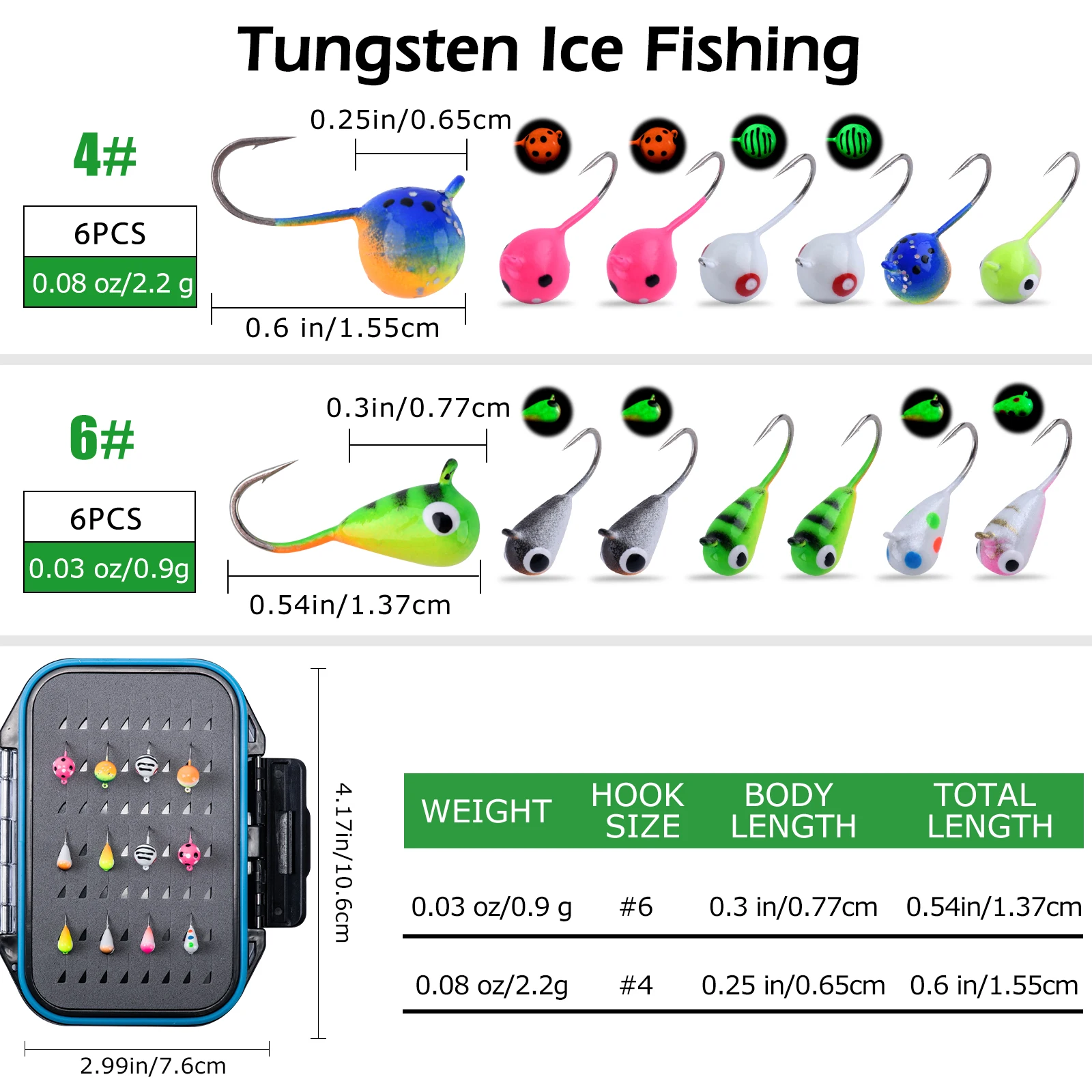 Goture 24 unids/caja brillo hielo Jig señuelo Kits invierno río pesca cebo mini plantilla de hielo aparejos Lucio Tilapia pesca accesorios de señuelo duro - imagen 2