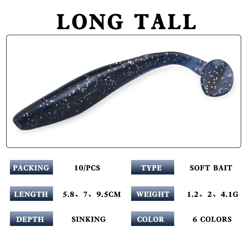 Cebo blando de pez cola en T, cabeza de plomo de gusano suave de agua dulce, Micro objeto de fundición lejana, juego de cebo falso de pez mandarín, 10 unids/lote por bolsa - imagen 3