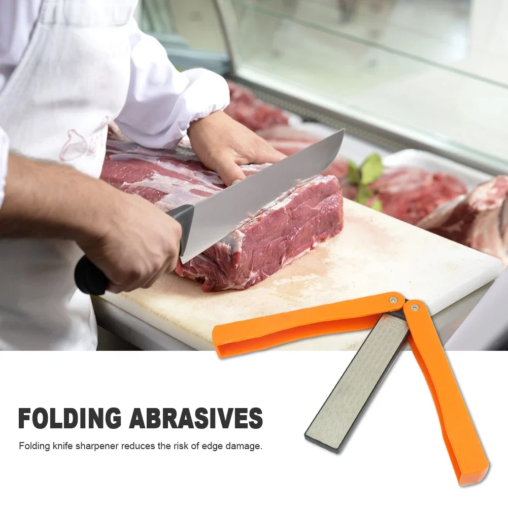 Afilador de bolsillo plegable de doble cara, cuchillo de diamante portátil, piedra de afilar, Trekking al aire libre, barbacoa, herramienta portátil - imagen 2