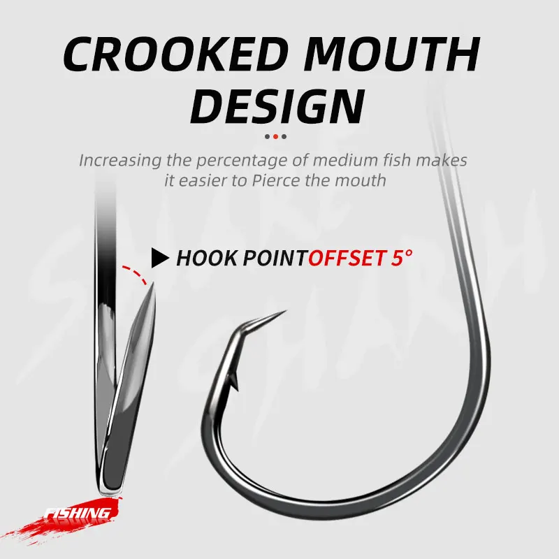 170 piezas 7384 pulpo de acero rico en carbono Offset gancho redondo tipo B Kit de pasador giratorio abrazadera caja de aparejos gancho de pulpo afilado de agua de mar - imagen 5