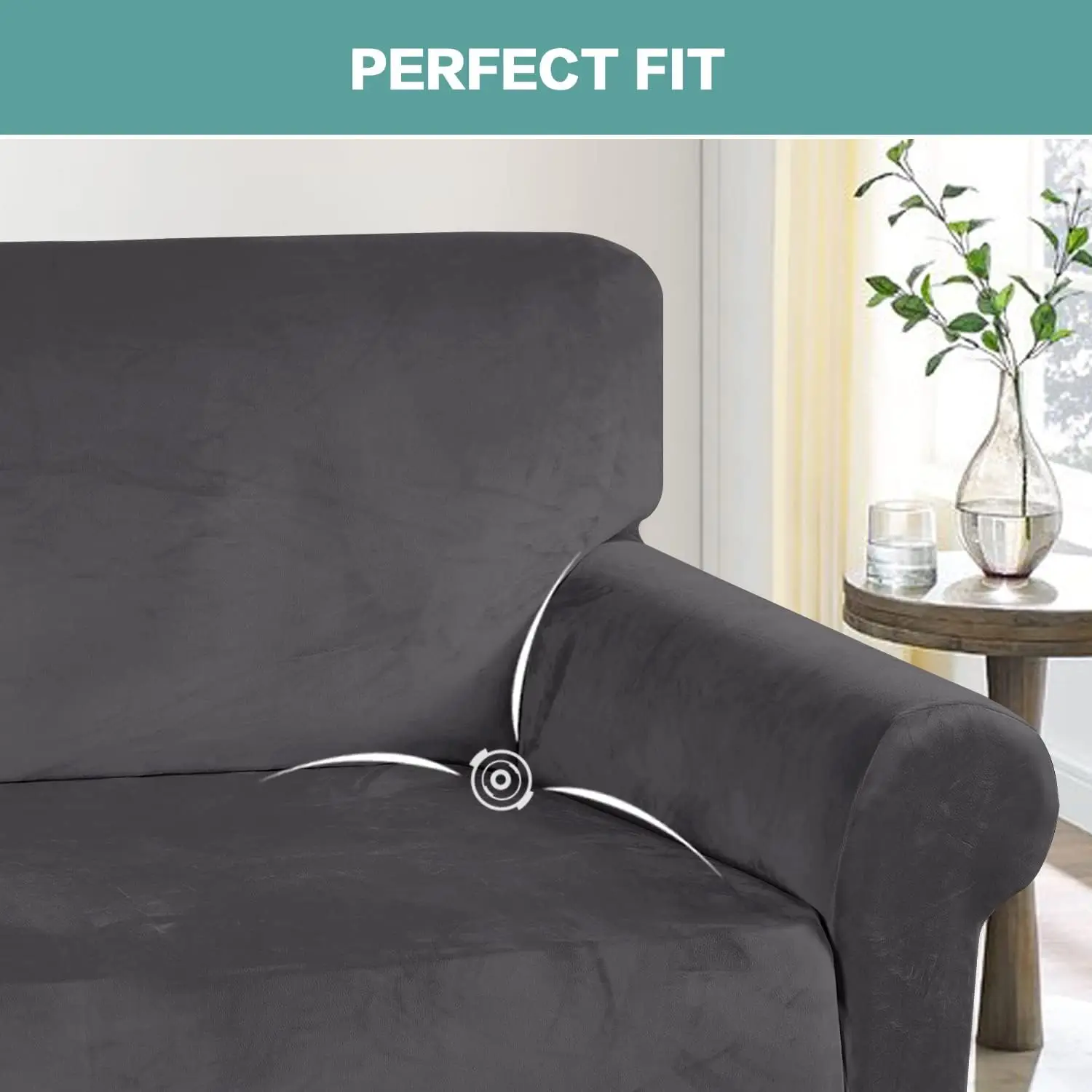 Funda de sofá de terciopelo elástico para cojines, fundas de sofá con espuma antideslizante, Protector de muebles con parte inferior elástica - imagen 4