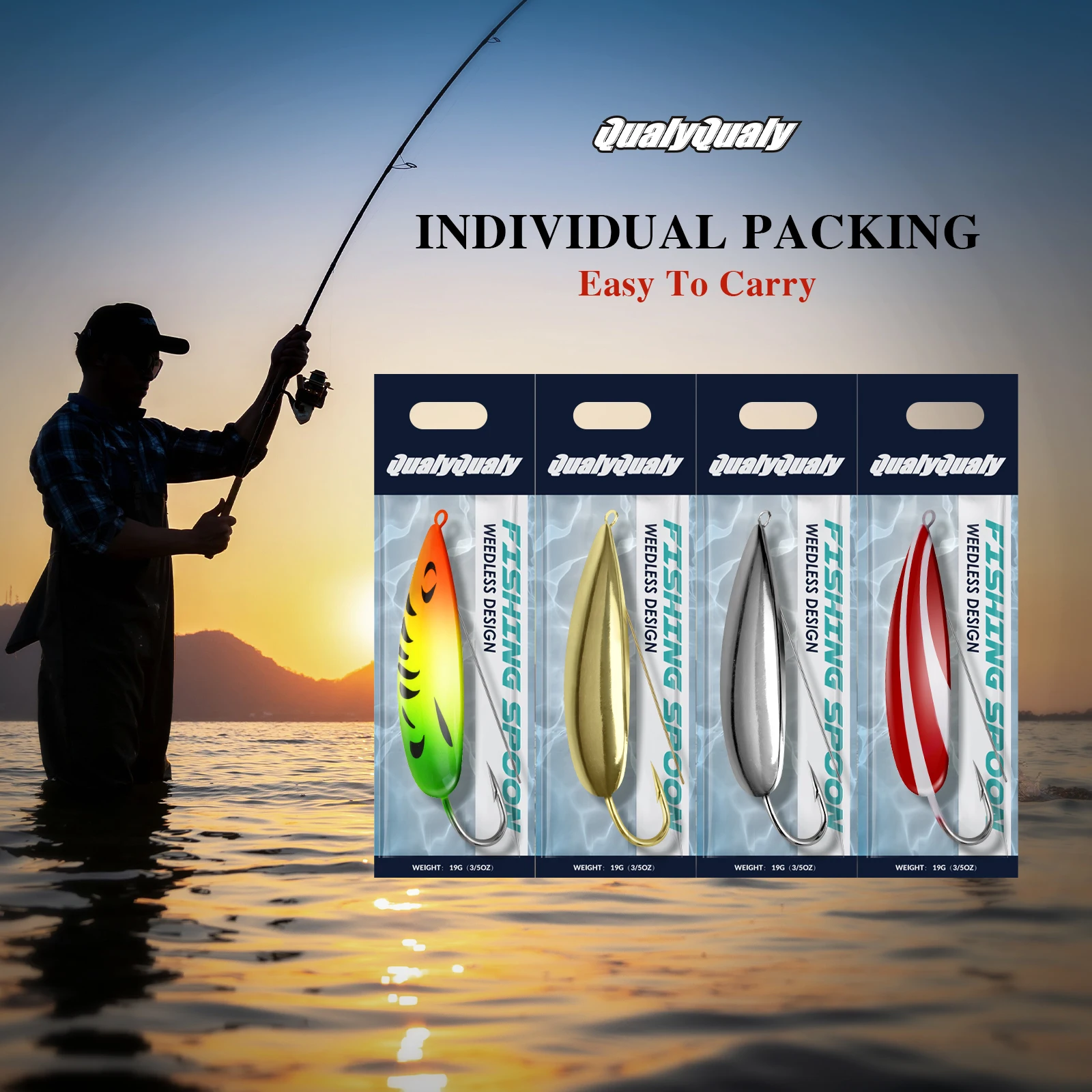 Kit de Señuelos de Pesca con cuchara sin malezas, 4 Uds., 8g, 16g, 19g, Spinner, lentejuelas, cucharas para trucha, señuelo Artificial, cebos duros de Metal para Lucio, Redfish - imagen 3