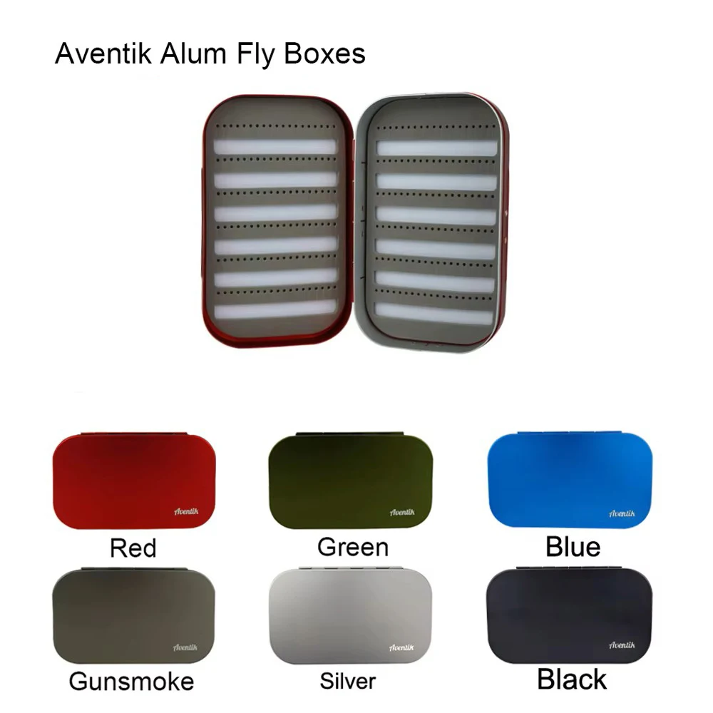 Cajas de pesca con mosca de aluminio clásicas Aventik Art con espuma EVA de 2 lados, cajas de pesca con mosca ligeras y corrustion de 6,1x3,7x1,1 pulgadas