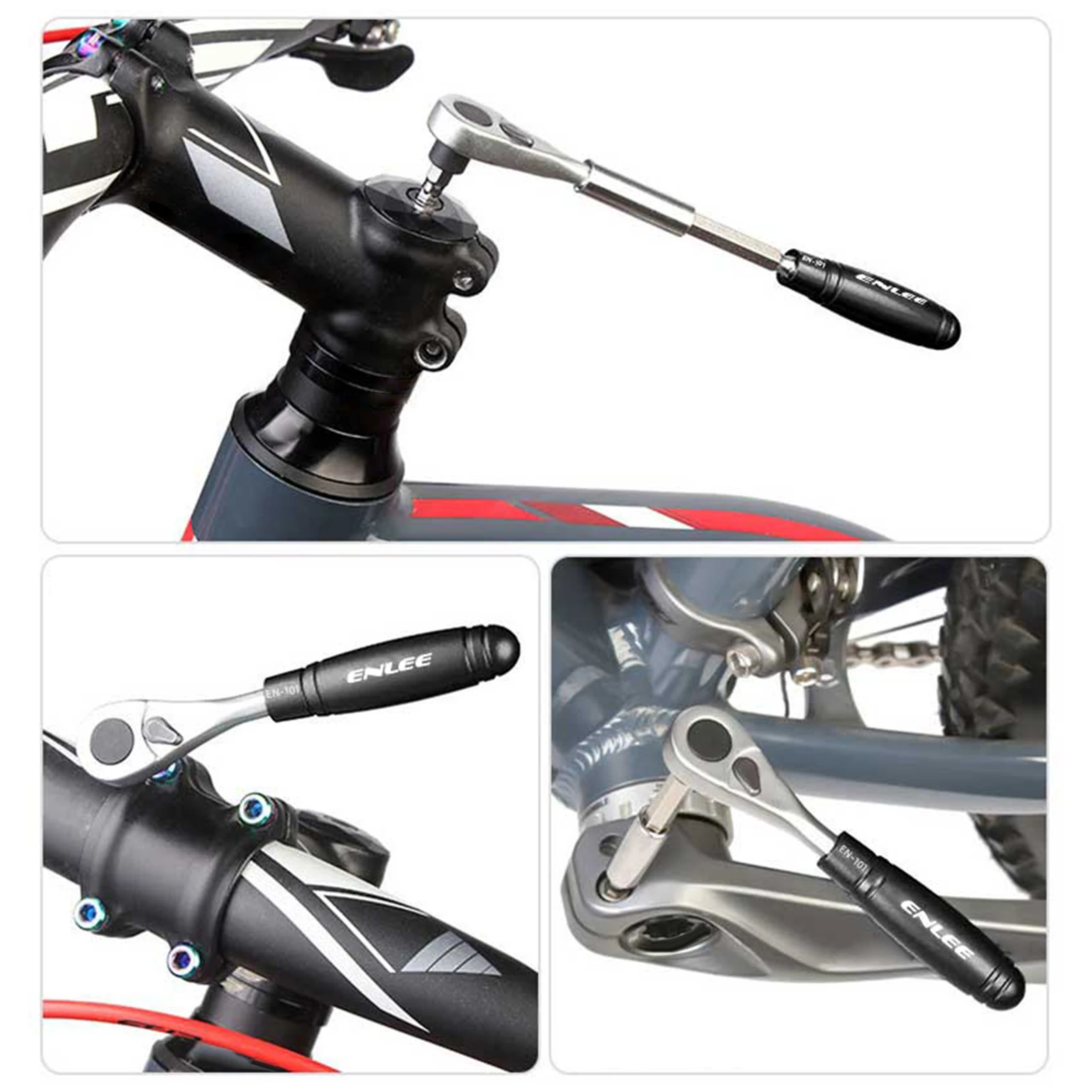 Juego de llaves de trinquete, palancas para neumáticos, piezas de parche, 72 dientes, trinquete direccional doble 5 °   Reparación de neumáticos de bicicleta con interruptor de un clic de rotación - imagen 3