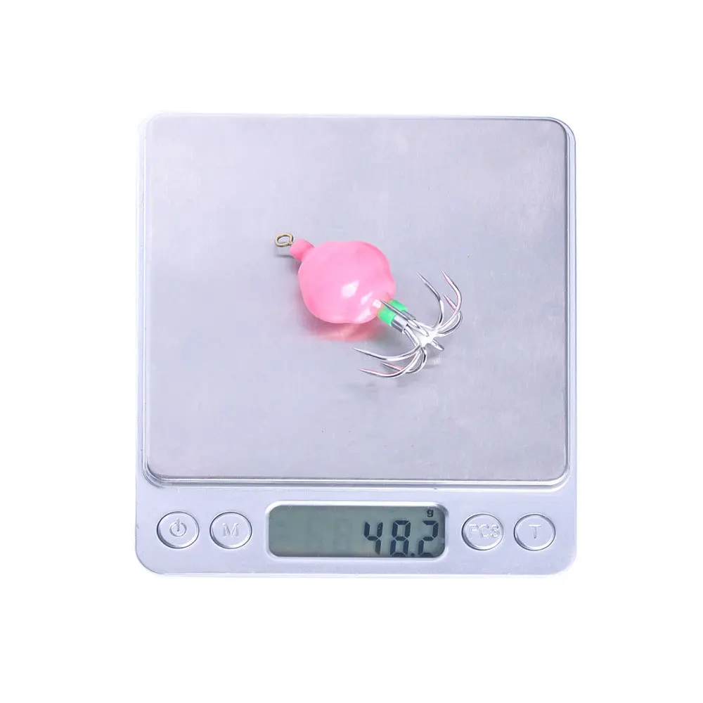 Aguja de calamar en caja de Color luminoso, cebo falso de madera para camarones, anzuelo de pesca de calamar, señuelo biónico para corredor de carretera - imagen 5