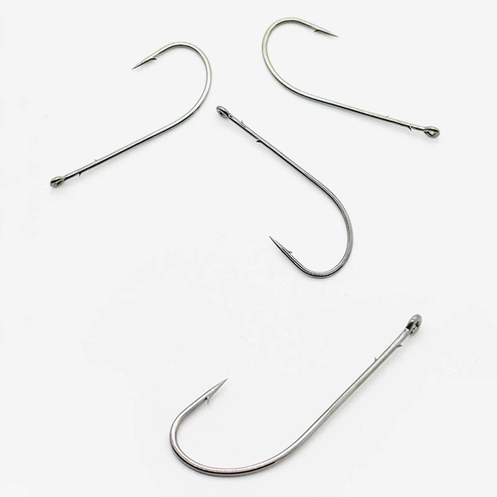 5 piezas 1-2/0 # Anzuelos de pesca con púas afiladas, anzuelo de pesca de acero al carbono, anzuelo de prevención de desacoplamiento para lubina, pez mandarín - imagen 2