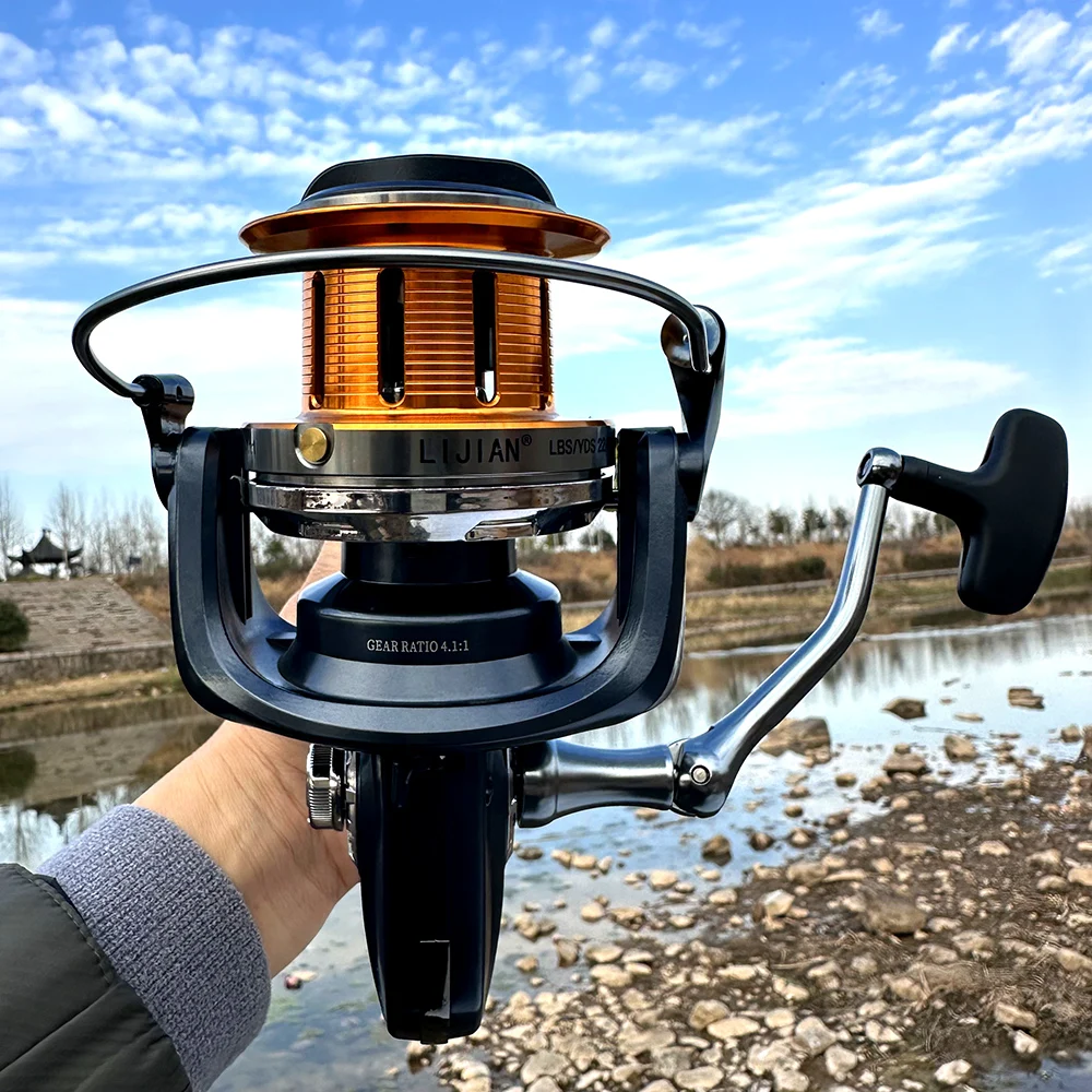 Carrete de pesca giratorio TE12000 10000 9000, rueda eléctrica de arrastre máximo de 25KG para pesca de Surf de curricán de agua dulce y salada - imagen 5