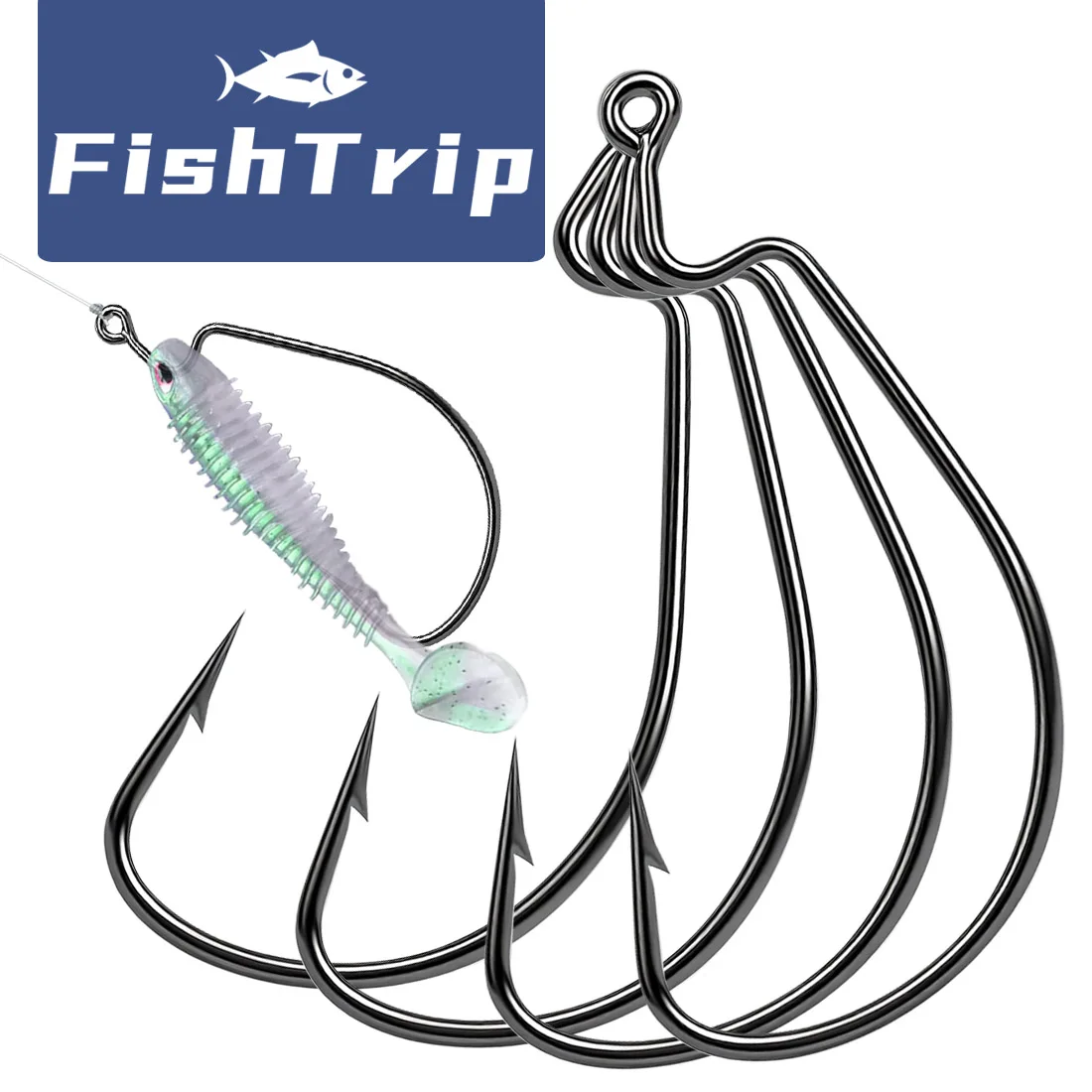 Anzuelos FishTtrip EWG para pesca de lubina, 25-100 Uds., anzuelo de gusano compensado, anzuelos de aparejo Texas, anzuelos de pesca con cebo vivo para agua dulce y salada - imagen 2