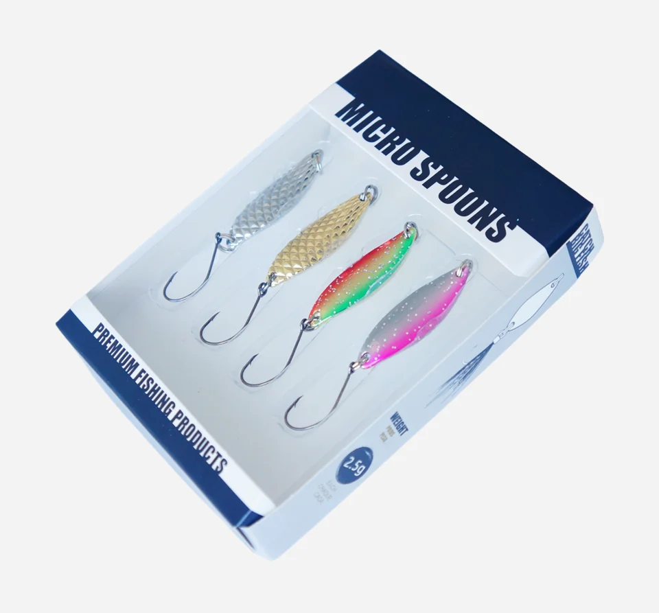 1 Juego de cuchara de plantilla de Metal, 40mm, 2,7g, señuelo de pesca, cuchara con anzuelos individuales, cebo de pesca de lubina
