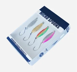 1 Juego de cuchara de plantilla de Metal, 40mm, 2,7g, señuelo de pesca, cuchara con anzuelos individuales, cebo de pesca de lubina