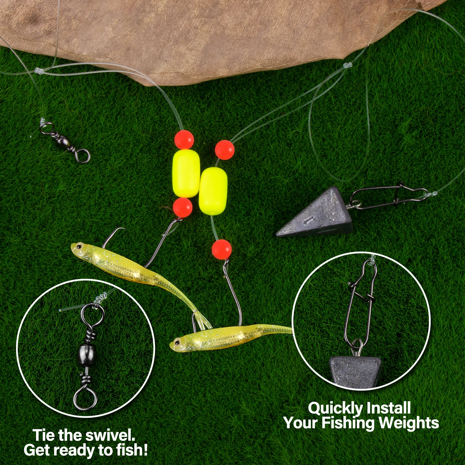 Aparejo Pompano Rig completo con flotadores y anzuelos circulares