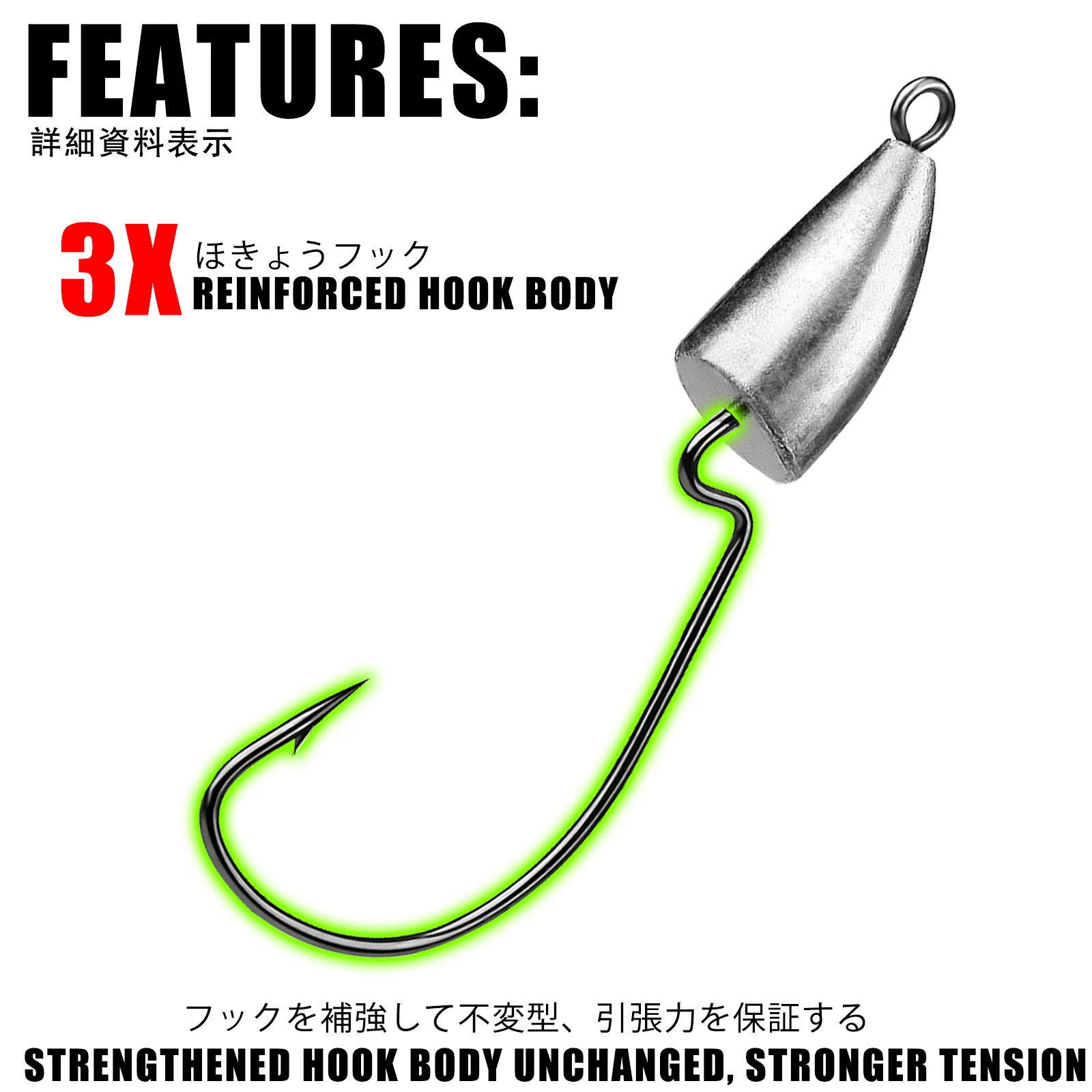 Anzuelo con cabeza de anzuelo de raíz, manivela de plomo Original, anzuelo de pesca Rockfish Ajing para señuelo de gusano blando, productos de Pesca de lubina, 1,75-120g - imagen 5